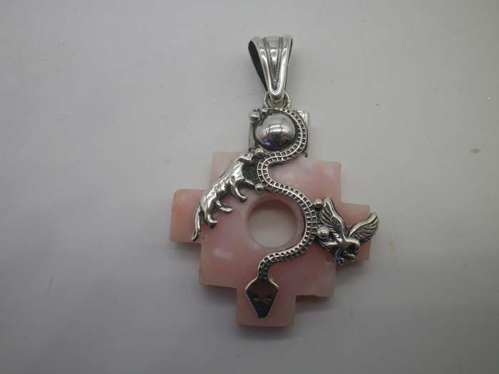 950 Silver & Natural Carved Pink stone