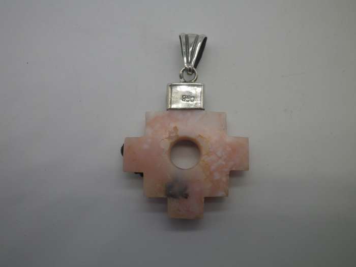 950 Silver & Natural Carved Pink stone