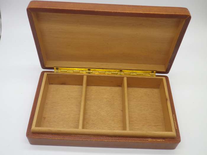 Vintage Genuine Goat Leather card or jewellery box. Made in Spain