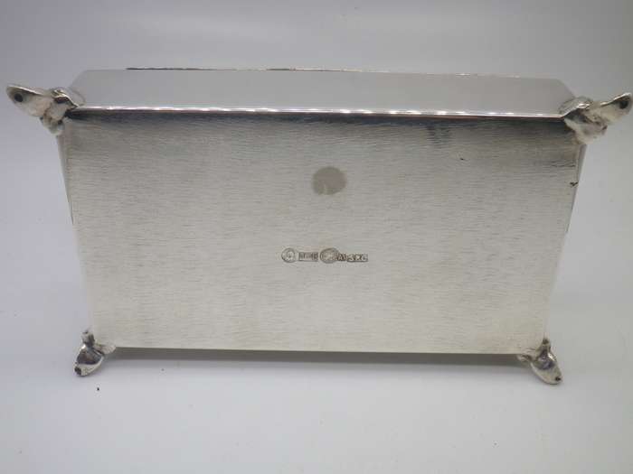 Vintage Rhodesian A1 silver plate on copper footed table cigarette/tobacco box