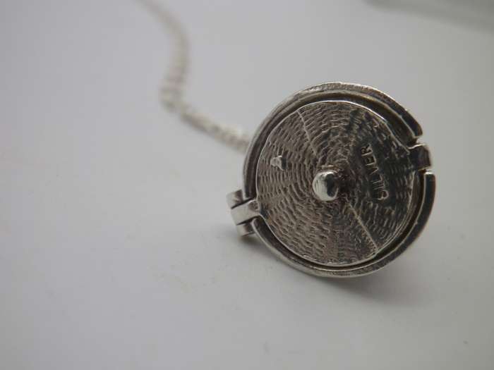 Wedding couple in a bell Sterling Silver Vintage Pendant on silver chain RARE!