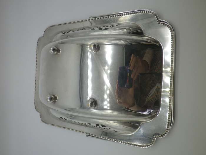VINTAGE SILVER PLATED EMSS silver plate on brass SWING HANDLE RECTANGULAR SWEET BOWL GREAT CONDITION