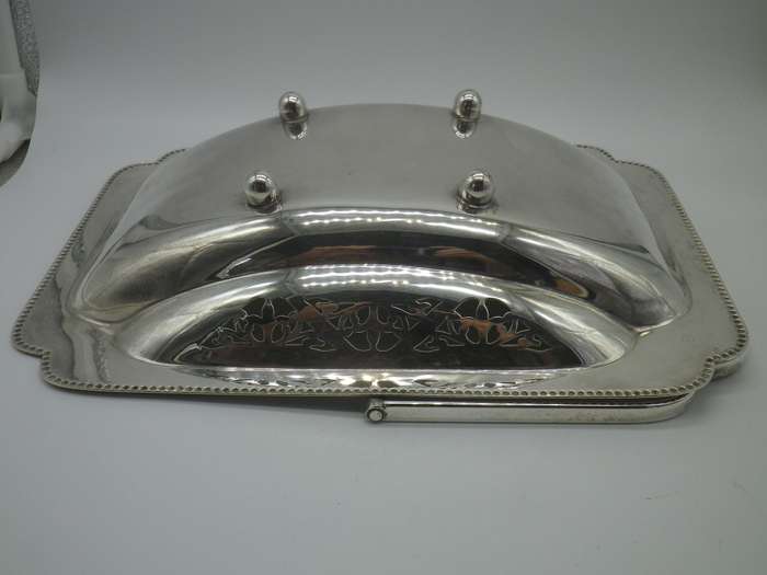 VINTAGE SILVER PLATED EMSS silver plate on brass SWING HANDLE RECTANGULAR SWEET BOWL GREAT CONDITION