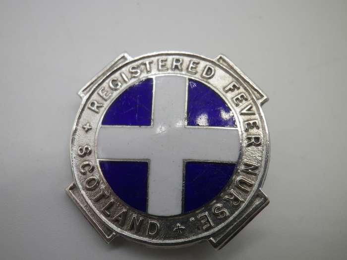 Very Rare Hallmarked Silver Registered Fever Nurse, Scotland badge/necklace. Birmingham 1956