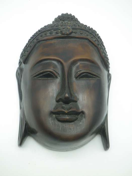 Carved Stone Thai Buddha to hang on wall. Serene Expression. 19x12x6cm
