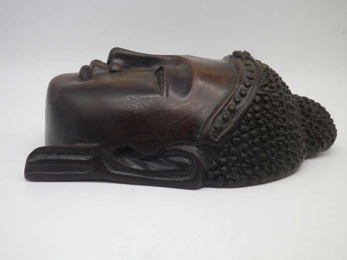 Carved Stone Thai Buddha to hang on wall. Serene Expression. 19x12x6cm