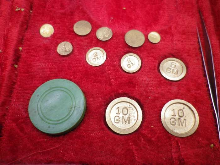 Vintage Apothecary or Jewelers Brass Travel Scale in Leather  Box