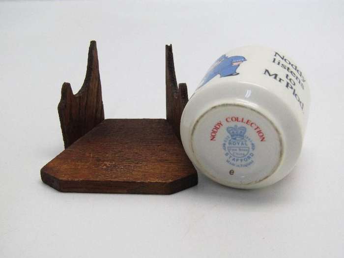 NODDY EGG CUP Fine Bone China. Royal Stafford, England. With wooden stand.