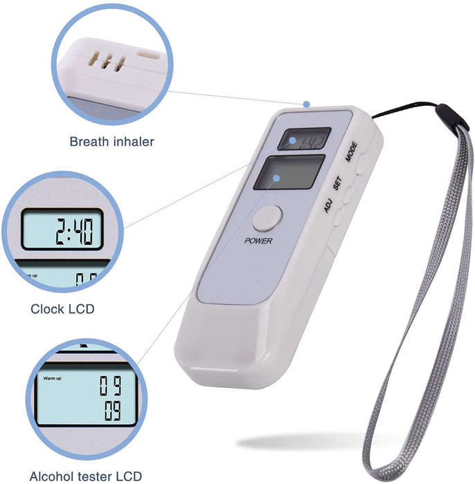 Portable Handheld Dual LCD Display Digital Alcohol Tester with Clock