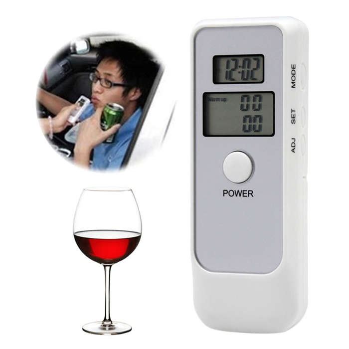 Portable Handheld Dual LCD Display Digital Alcohol Tester with Clock