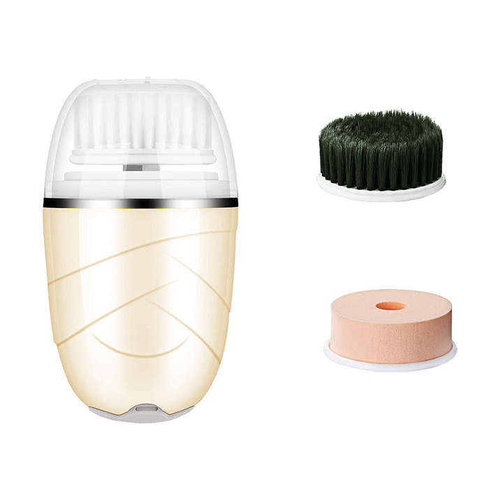 360° Rotary 3 In 1 Electric Soft Facial Cleansing Brush - Gold