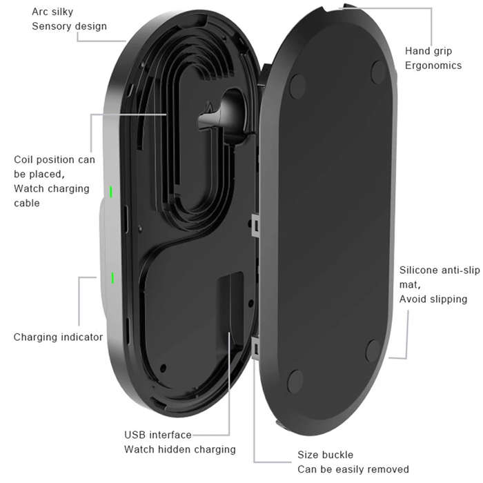 3 In 1 15W Wireless Charger Stand For iPhone 12 & iWatch & Airpods Pro