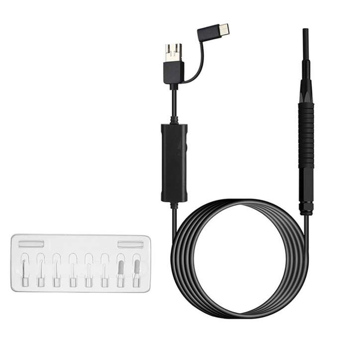 3 In 1 3.9mm Visual Earpick With LED Camera Endoscope - Black