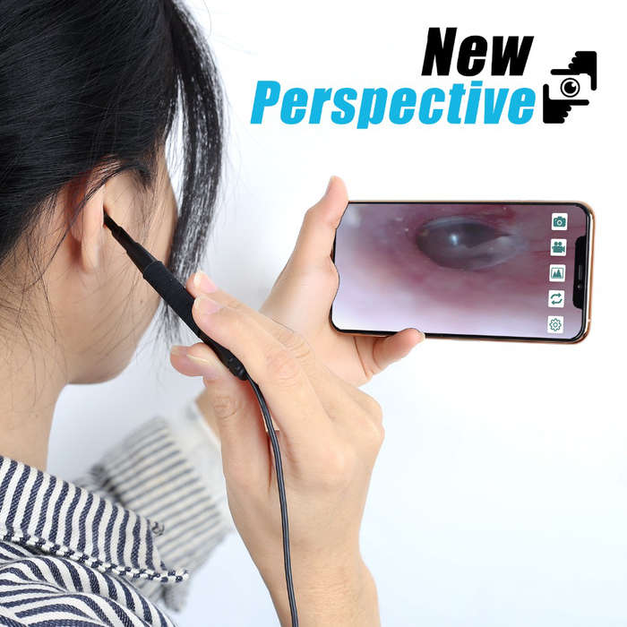3 In 1 3.9mm Visual Earpick With LED Camera Endoscope - Black