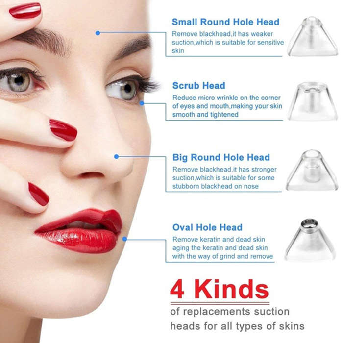 Electric Pore Vacuum Acne Comedone Extractor Kit with 4 Levels - White