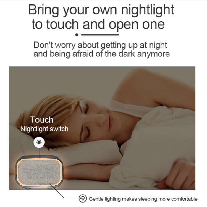 10 Soothing Natural Sound White Noise Machine with Touch Night Light Black