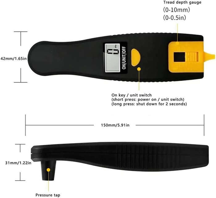 2 in 1 Digital LCD Display Car Tire Tyre Air Pressure Gauge Meter