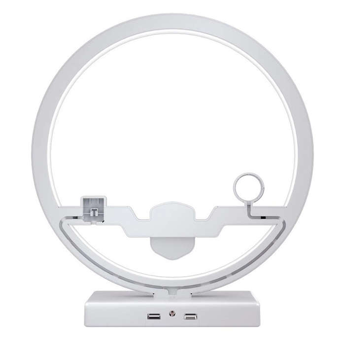 4 in 1 Fast Wireless Charging Dock Station with LED Desk Lamp-White