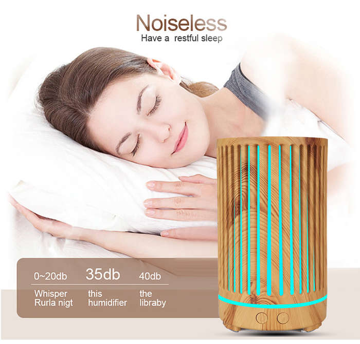 Wood Grain 7 LED Colour Changing LED Lights Ultrasonic Humidifier