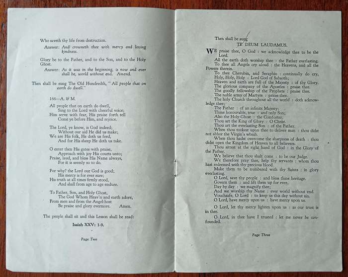 WW1 Armistice Thanksgiving Service pamphlet for churches in the Union of South Africa