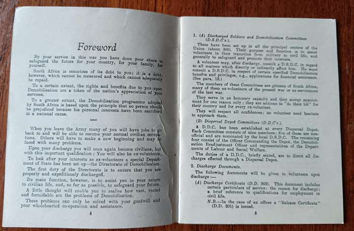 Back to Civilian Life Terug tot die Burgerlewe post-war booklet