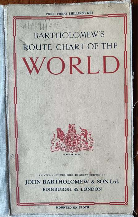 Bartholomew's Route Chart of the World, mounted on cloth, showing British Empire, circa 1920
