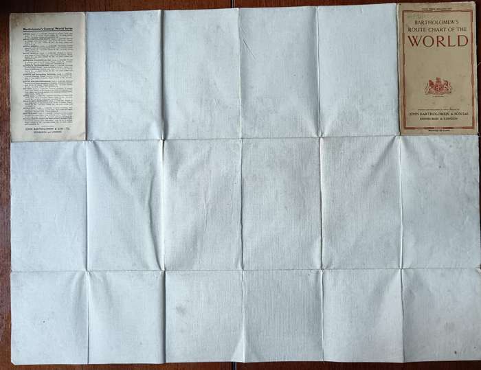 Bartholomew's Route Chart of the World, mounted on cloth, showing British Empire, circa 1920
