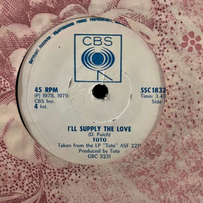 Toto - I'll Supply The Love Vinyl 7 Inch Single Rare Rhodesian Press