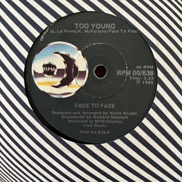 Face To Face - Too Young Vinyl 7 Inch Single South African New Wave 80s