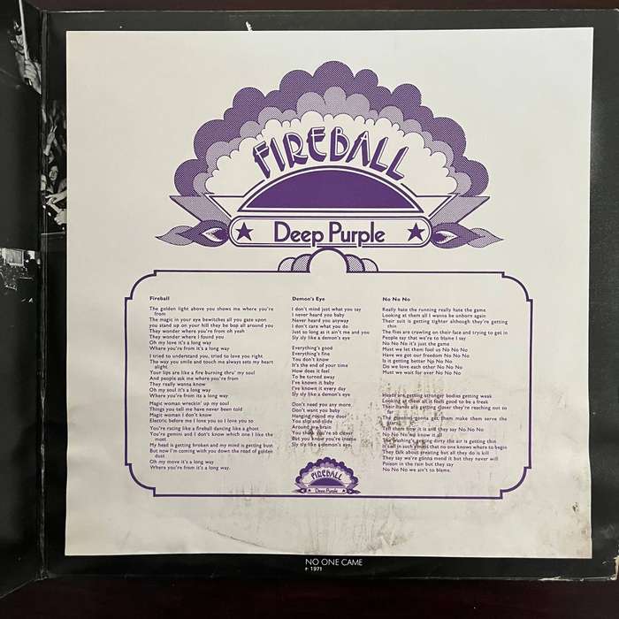 Deep Purple - Fireball Vinyl LP UK First Press Textured Sleeve