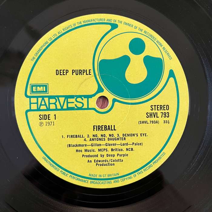 Deep Purple - Fireball Vinyl LP UK First Press Textured Sleeve
