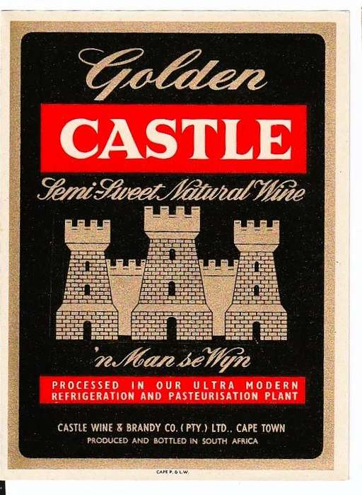 4 x Vintage Wine Bottle Labels, Castle Wine adn Brandy Co