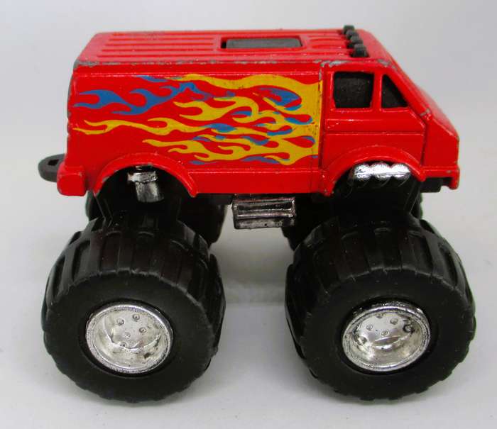 Vintage 1:64 Mighty Wheels Monster Truck Van / 1998 / Red With Flames