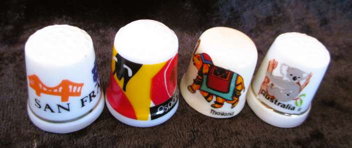 Lot of 4 Vintage Fine China Porcelain Thimbles from different countries, as per photo. 30mm high