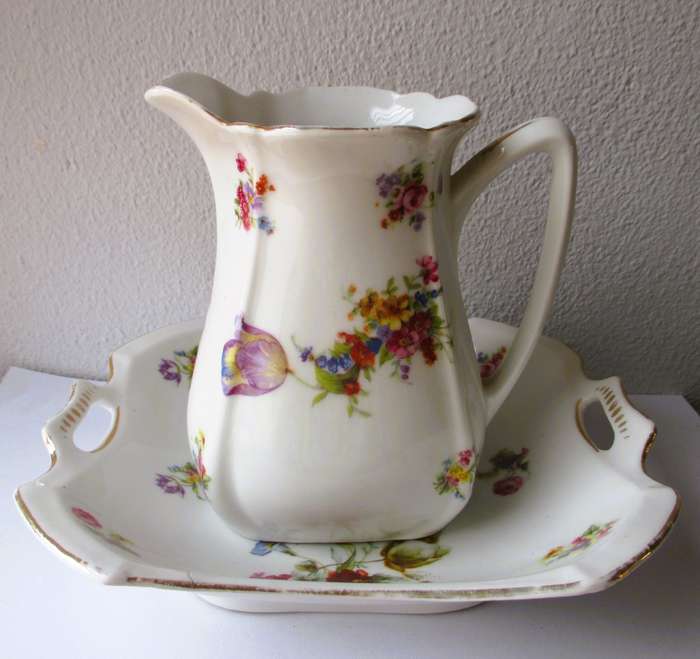 Two Vintage fine Porcelain, Rare Silesia Germany Pitcher and Bowl. 120mm high, 180mm diameter.