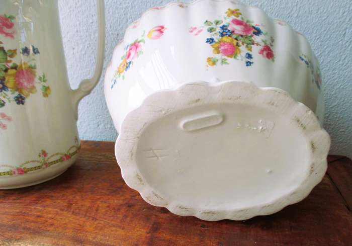 Vintage style Decorative Cream floral Vase and Pitcher. Lovely item.
