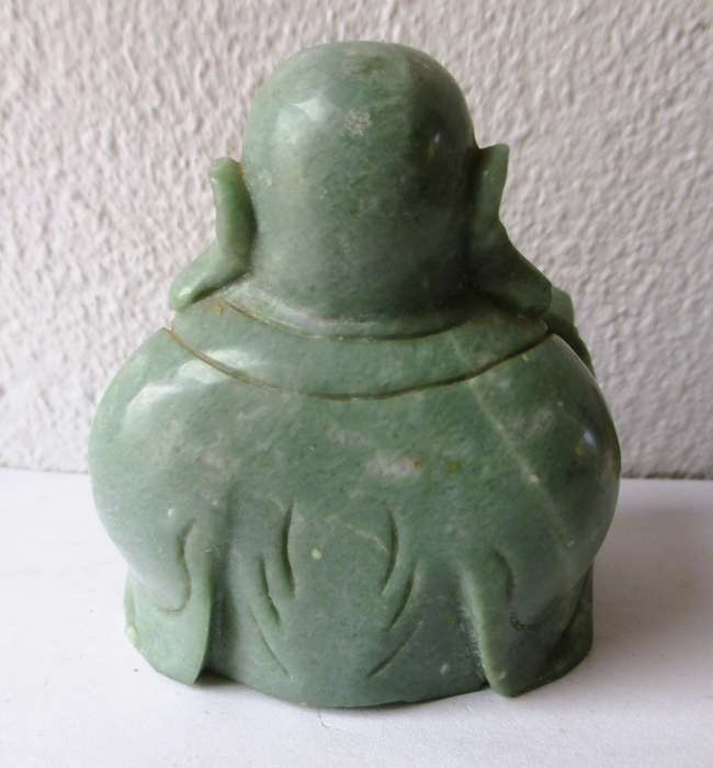 Vintage solid carved jade buddha figure. 60x55mm