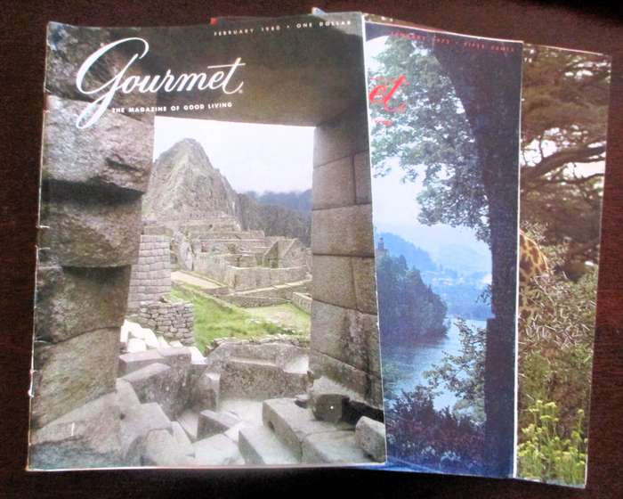 Vintage Gourmet Magazine,  Jan 1972, Jul 1973 and Feb 1980  As per photo.