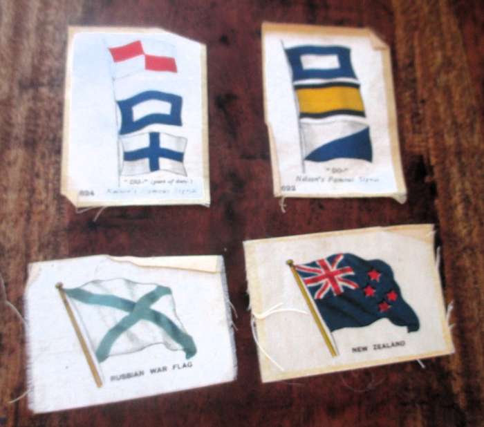 Lot of 4 Antique Silk BDV Cigarette Card Flags