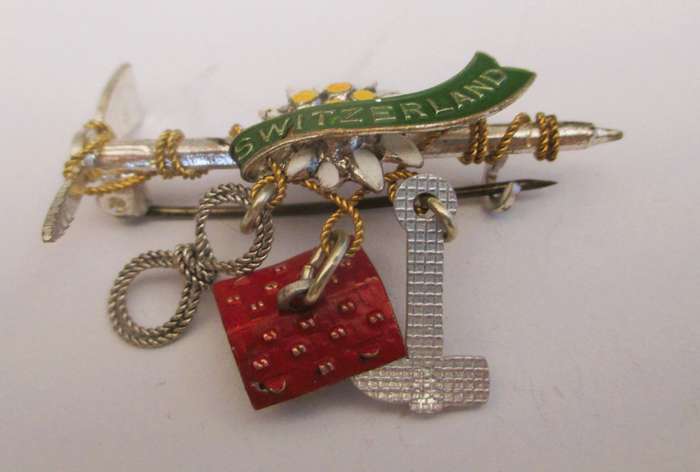 Vintage Switzerland Alps Hiking Flower Pic, Rope Tyrol Hat Pin