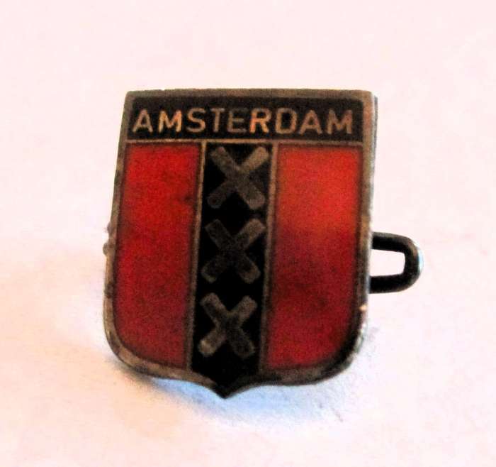 Antique City of Amsterdam Holland Netherlands Crest Coat of Arms Pin Badge