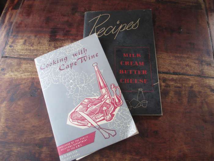 2 Vintage Cookbooks Cooking with Cape Wine and Milk, Cream, butter and Cheese. As per photo.