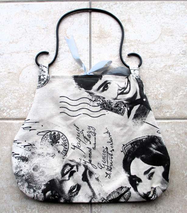 Handmade Marilyn Monroe Material Tote Bag with iron handle. 450x35xmm