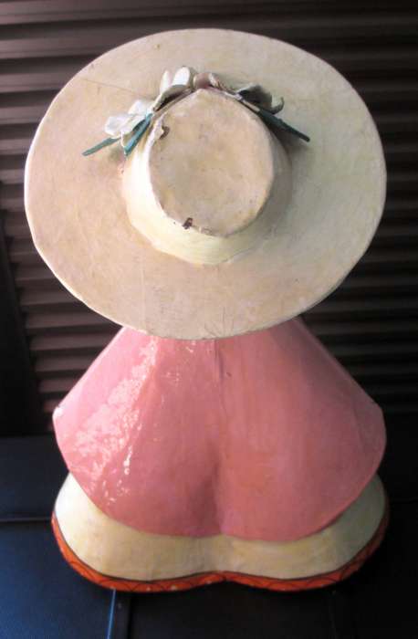 Vintage Mexican Folk Art Doll  Big Eyes Papier Mâché Figurine  Hand Painted 1960s1970s 33cm high.