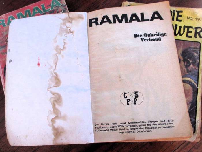 3x Gerrie Radlof (1980's) Fiction books in Afrikaans. Well used condition. See photos.