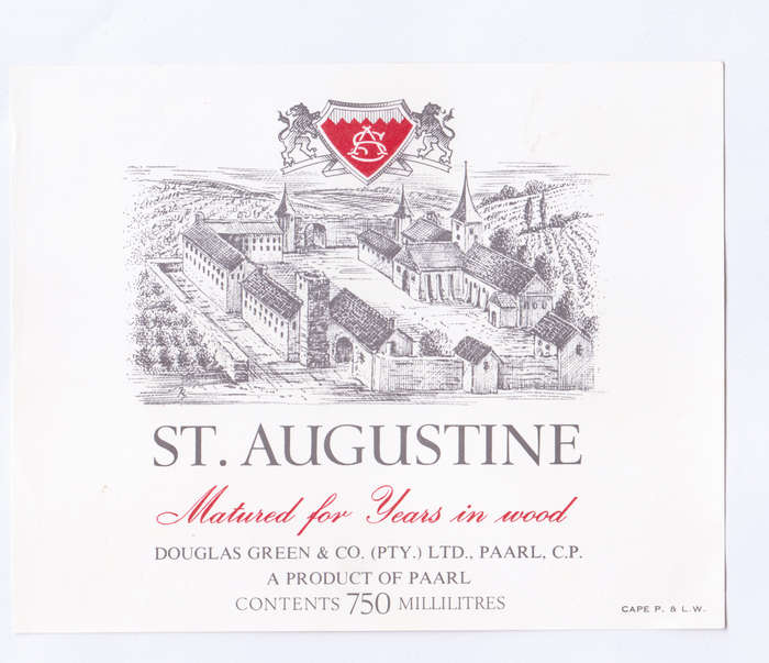 Vintage Wine Bottle Labels. Douglas Green Paarl. Riesling, St Augustine, Nauheimer.