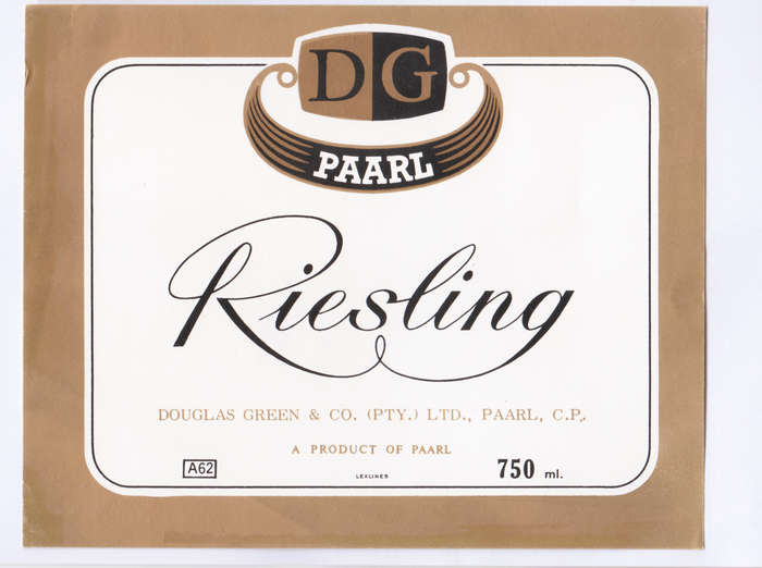 Vintage Wine Bottle Labels. Douglas Green Paarl. Riesling, St Augustine, Nauheimer.