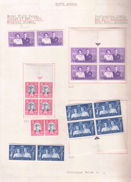 1947 Royal Visit to South Africa Stamp Blocks. Mint.