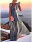 Dress - A Line Maxi Dress - Blue & Gold Print Extra Extra Large