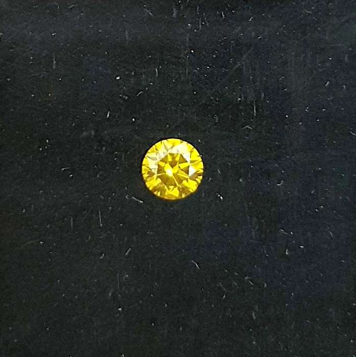 0.19cts. Diamond Round SI1 Vivid Golden Yellow **CERTIFIED**Natural